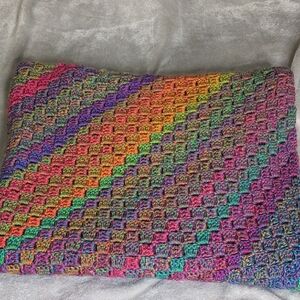 Colorful Crochet Blanket/ throw Blanket Handemade 89"x57" New